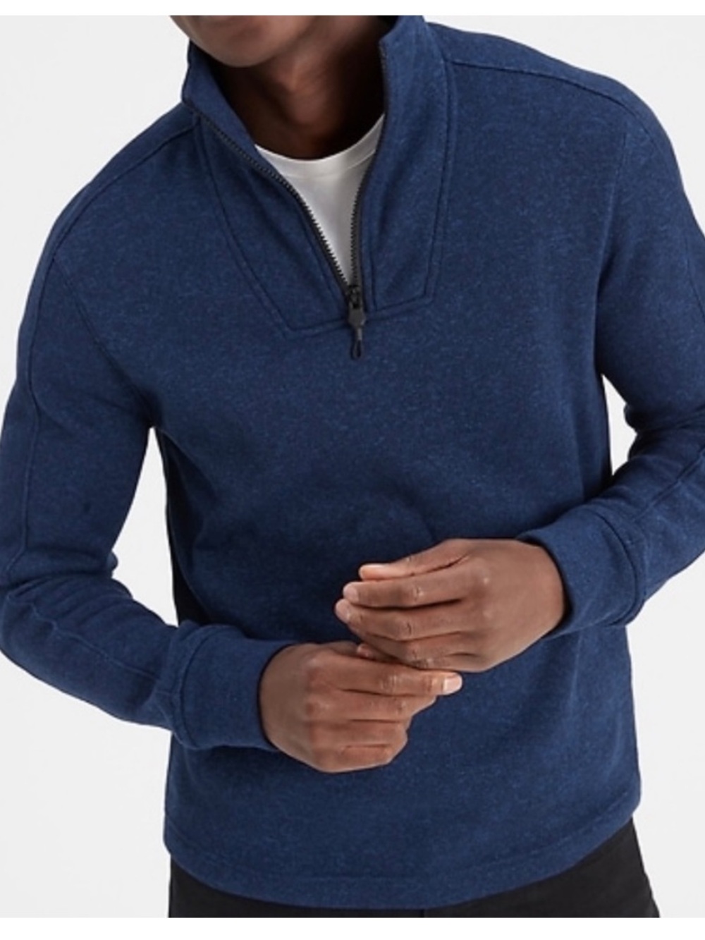 Banana Republic Factory Marled Fleece Quarter Zip Pullover Navy Size Large